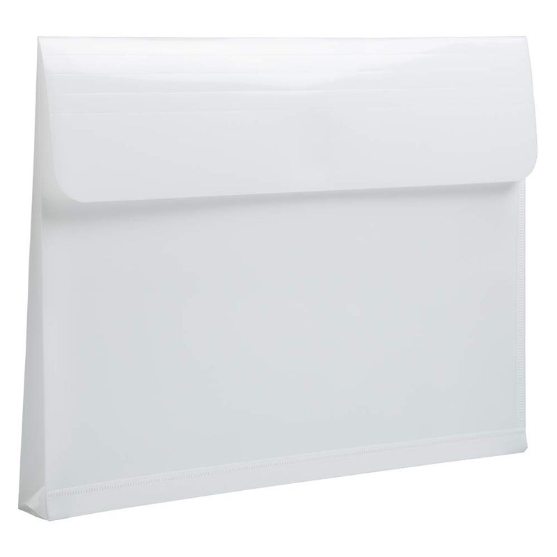 JAM PAPER Plastic Expansion Envelopes with Hook & Loop Closure - Letter Booklet - 9 3/4 x 13 with 1 Inch Expansion - White - 12/Pack - Image 1
